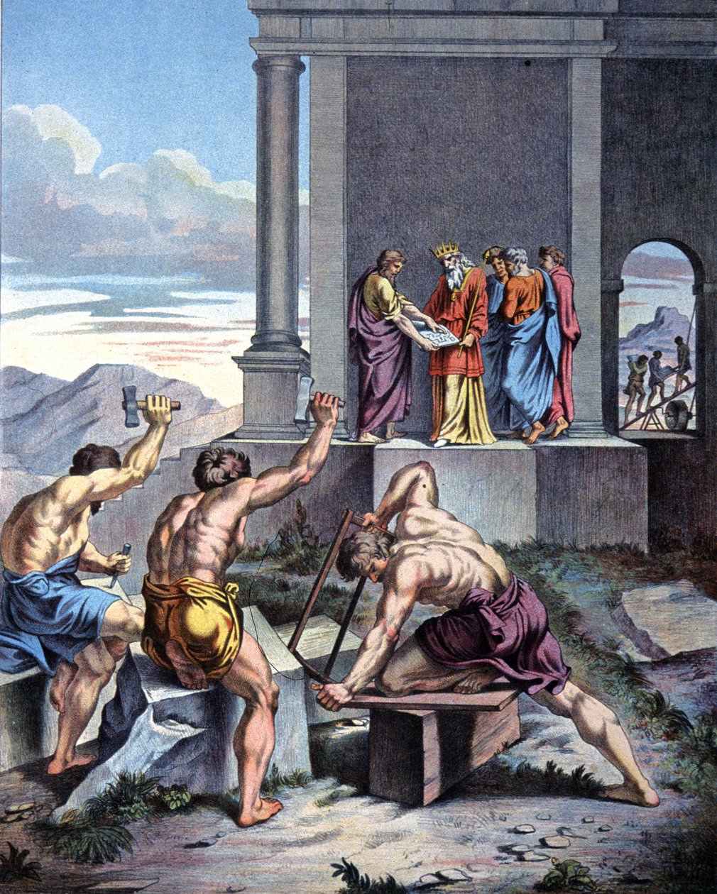 Salomon temppelin rakentaminen tekijältä Raphael (1483 1520) (after)