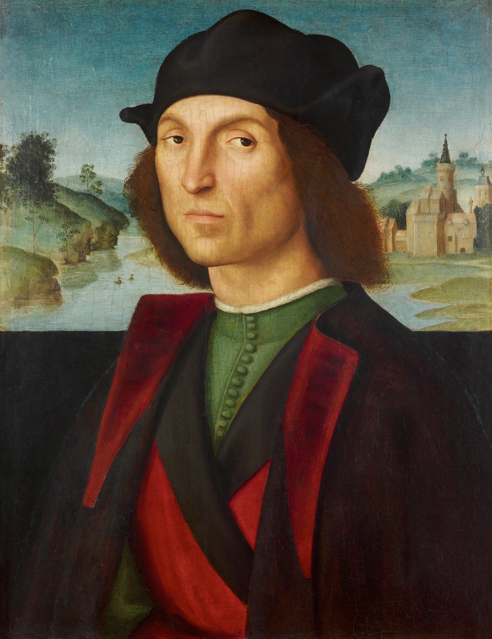 Miehen muotokuva par Raphael (1483-1520), n. 1502-1504 - Öljy puulle, 47,5x37,2 - Liechtensteinin museo tekijältä Raphael