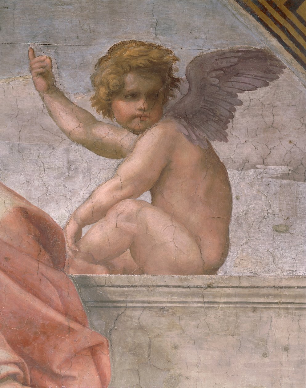 Putto kuvaa uskoa, yksityiskohta kardinaalista ja teologisista hyveistä ja laista tekijältä Raphael (1483 1520)