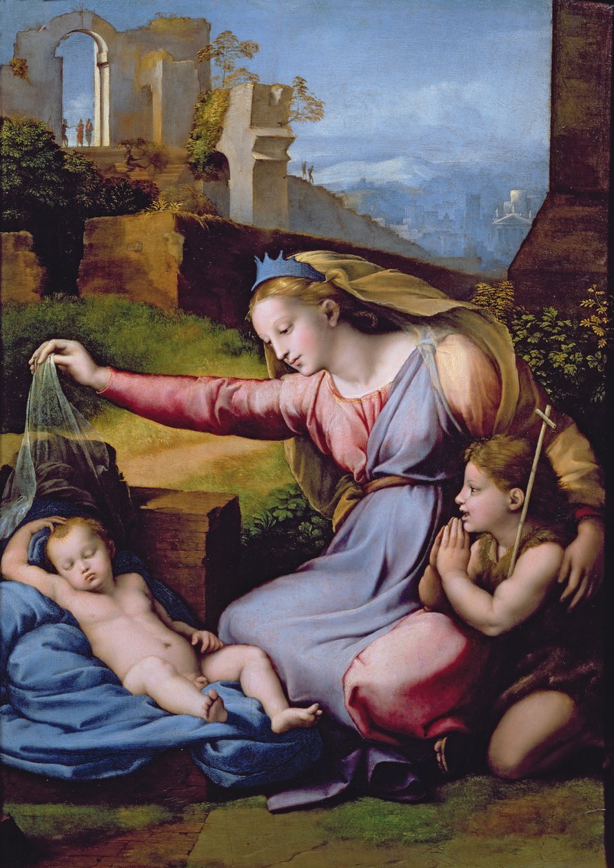 The Madonna of the Blue Diadem tai The Madonna of the Veil (öljy paneelissa) tekijältä Raphael