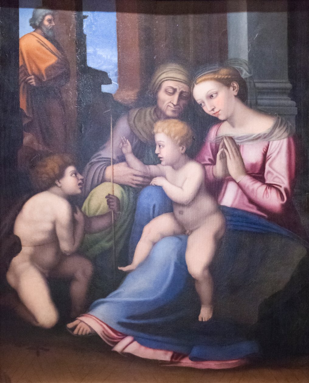Pyhä perhe Pyhän Elisabetin ja Johannes Kastajan kanssa tekijältä Raphael (1483 1520)
