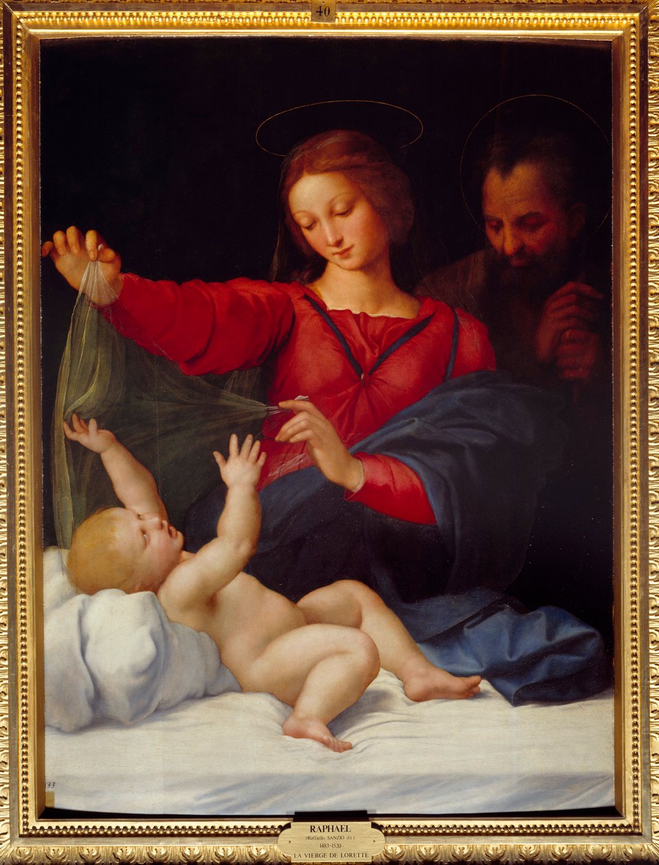 Madonna de Lorette (Madonna di Loreto) Raffaello Sanzio dit Raphaelin (1483-1520) maalaus 1400-luvun su. 1,2x0,9 m Chantilly, Musee Conde tekijältä Raphael