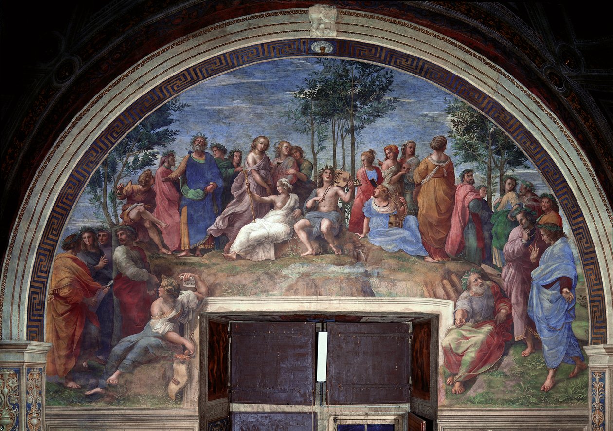 Parnassus, Stanza della Segnatura -teoksesta tekijältä Raphael (1483 1520)