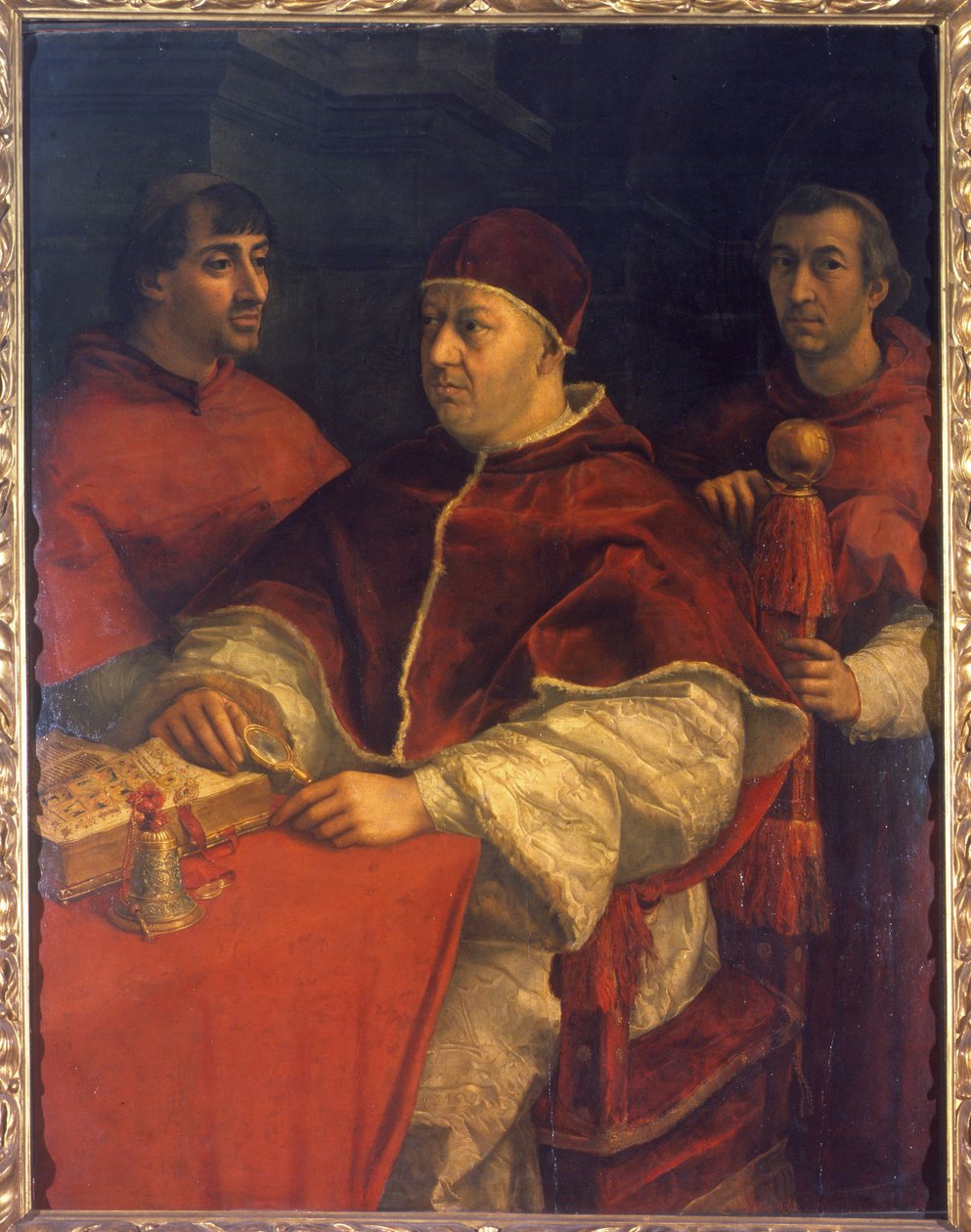 Muotokuva paavi Leo X:stä (1475-1521), Laurent de Medicin (1449 - 1492) pojasta (Laurent the Magnificent: Lorenzo the Magnificent) kardinaalien Luigi de 