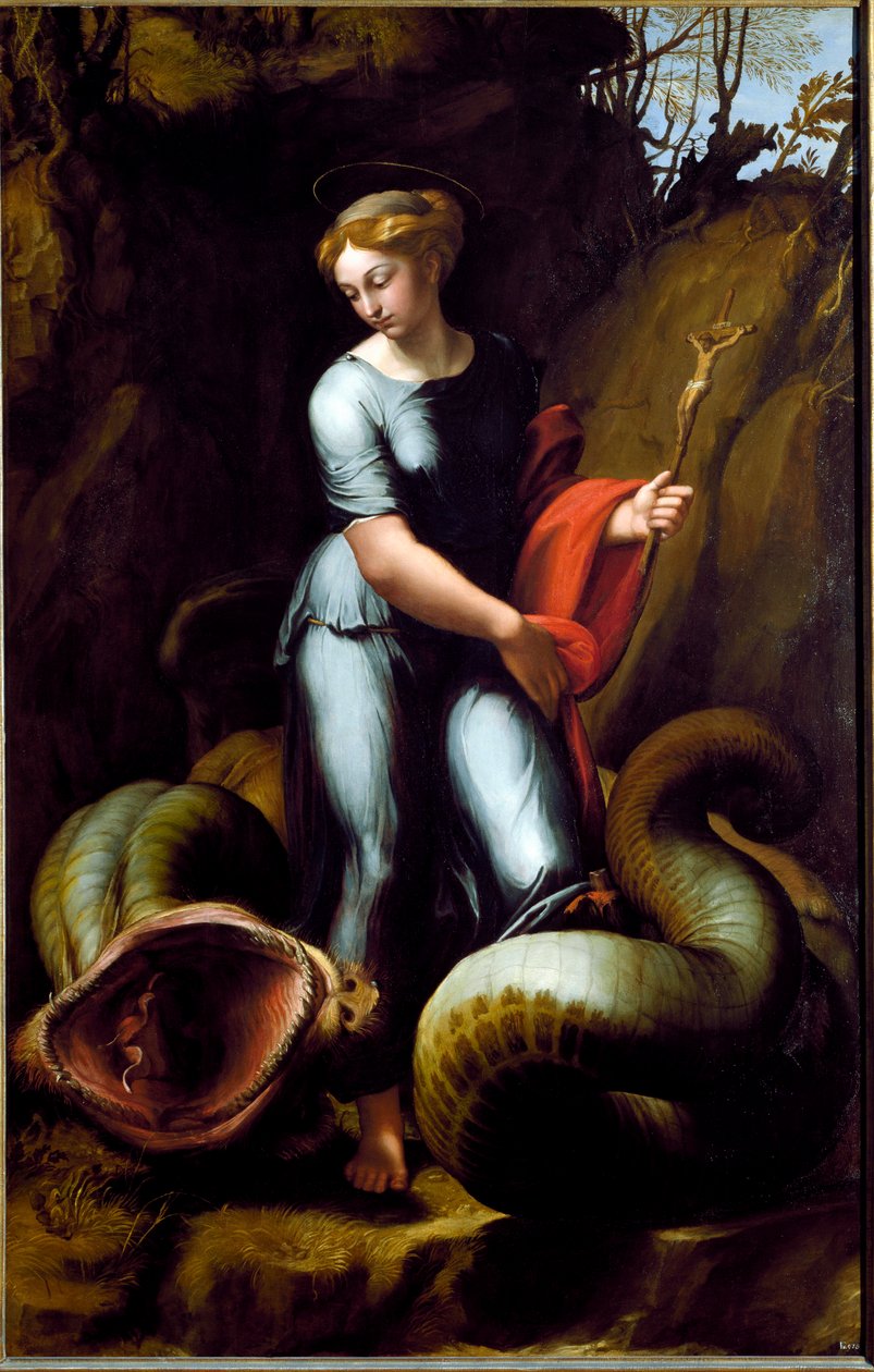 Saint Margaret (öljy kankaalle, n. 1520) tekijältä Raphael
