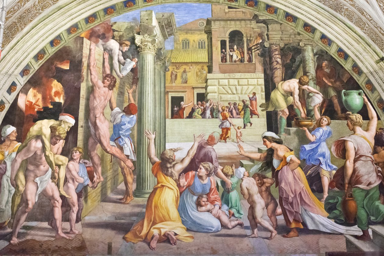 Tuli Borgossa, n. 1501-1520 (fresko) tekijältä Raphael (1483 1520)
