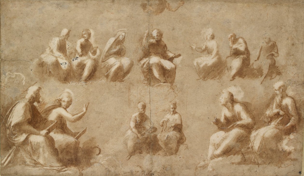 Christ and the Saints in Glory Study for the Disputa, 1500-luvun alku tekijältä Raphael