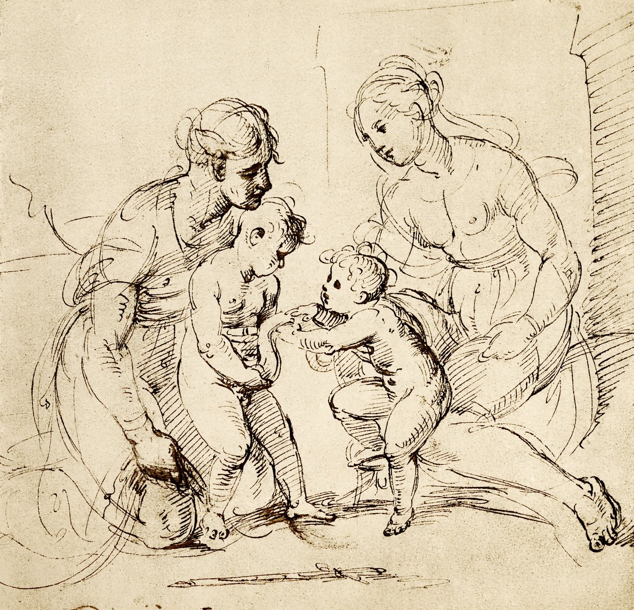Pyhän perheen malli Canigianin talosta Münchenistä. tekijältä Raffaello Sanzio Raphael