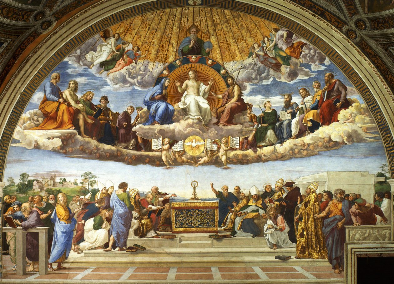Kiista Pyhästä Sakramentista Kiista sakramentista, 1509-1510. tekijältä Raffaello Sanzio Raphael