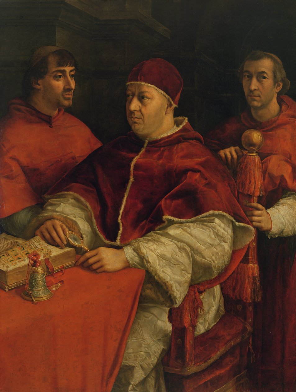 Leo X ja kardinaalit Giulio de Medici ja Luigi de Rossi, 1517-18. tekijältä Raffaello Sanzio Raphael