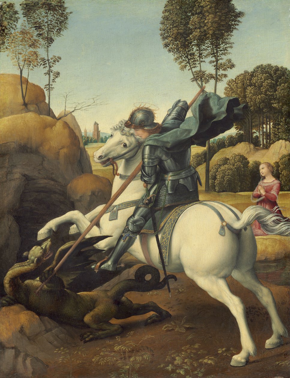 Pyhä Yrjö ja lohikäärme, n. 1506 tekijältä Raphael