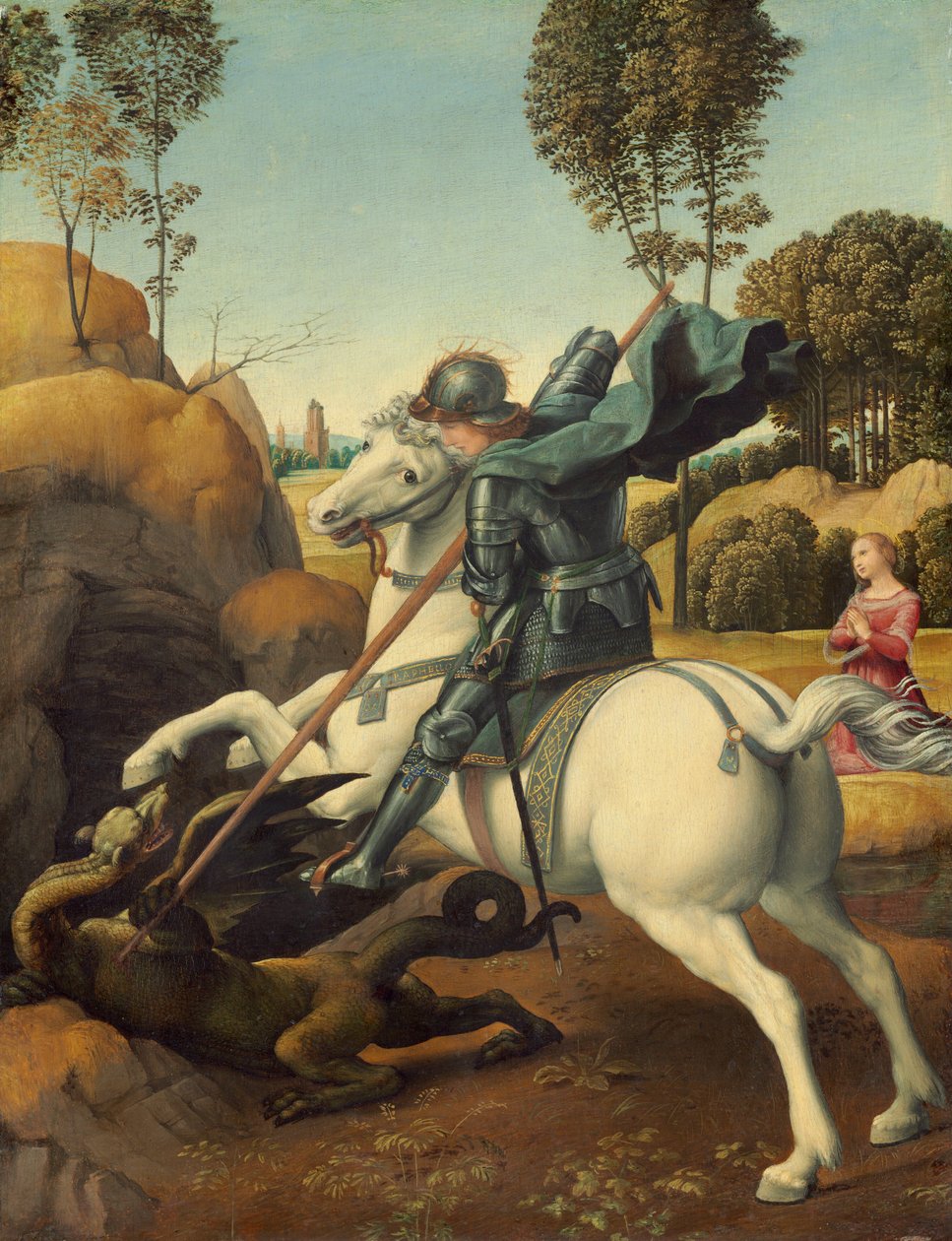 Pyhä Yrjö ja lohikäärme, n. 1506. tekijältä Raphael