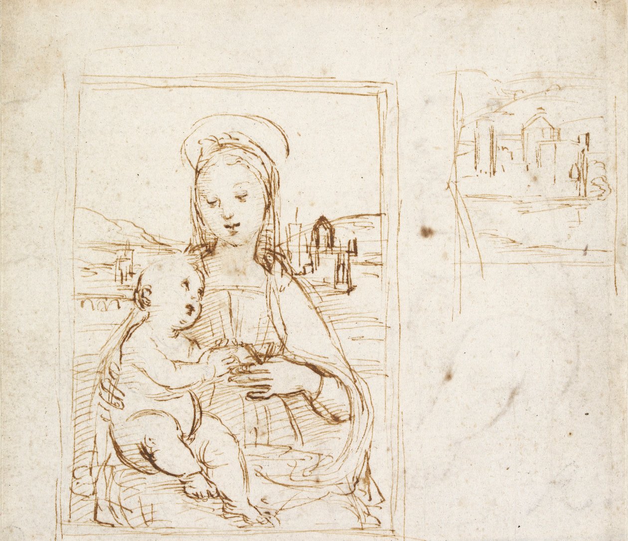 Tutkimus Neitsyen ja Lapsen kuvalle, c1500-1504 tekijältä Raphael