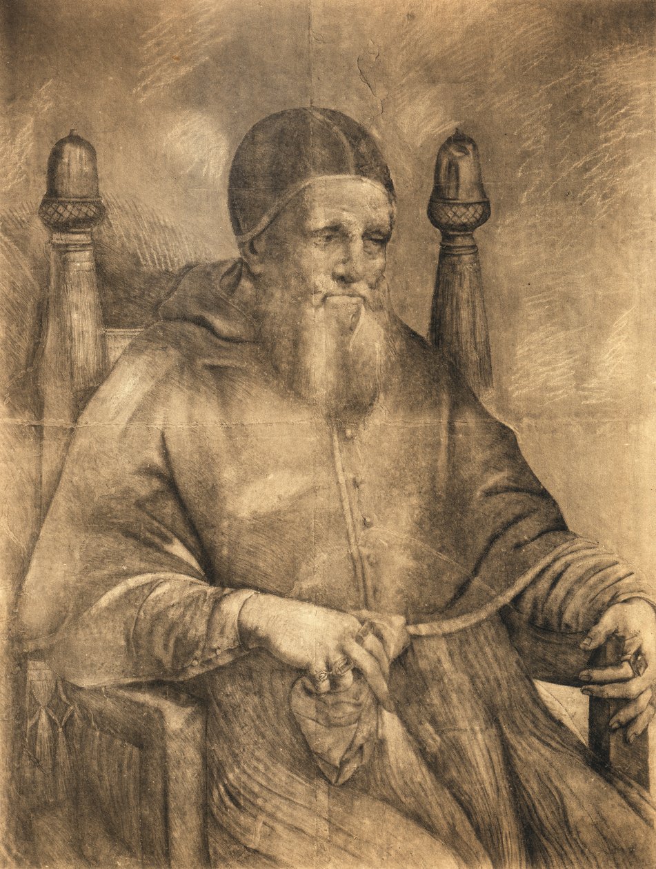 Tutkimus paavi Julius II:n muotokuvaa varten, 1500-12 tekijältä Raphael