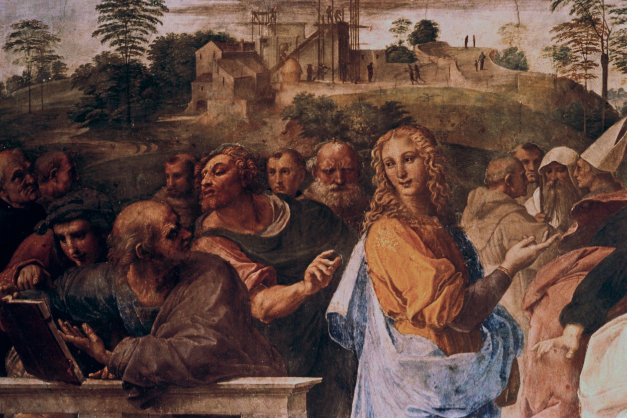 Kiista pyhästä sakramentista, yksityiskohta, 1508-1509 tekijältä Raffaello Sanzio Raphael