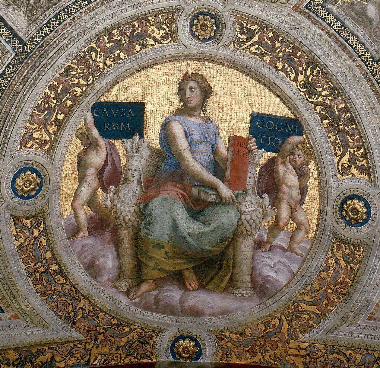 Filosofia. Kattofresco Stanza della Segnaturassa, noin 1510-1511. tekijältä Raphael
