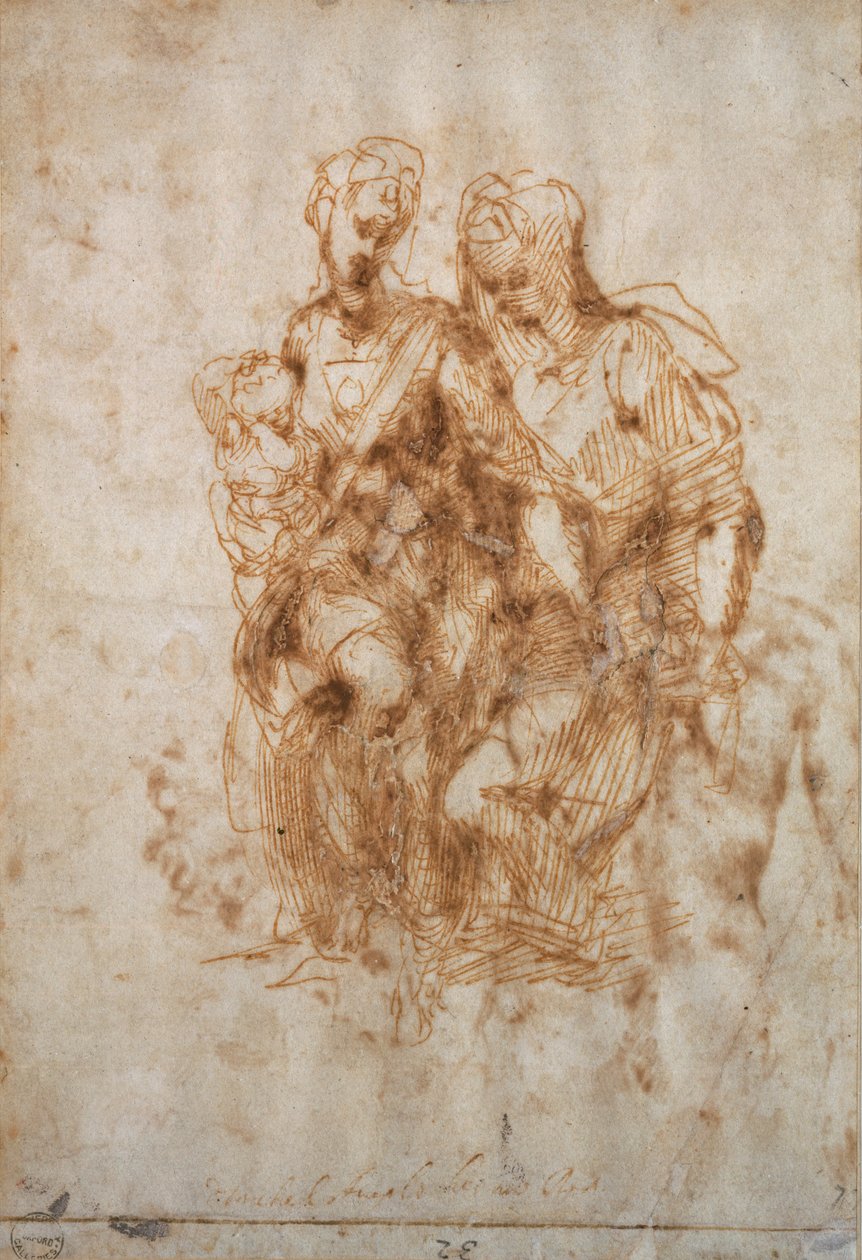 Neitsyt ja lapsi Pyhän Annan kanssa, n. 1500-1520 tekijältä Raphael