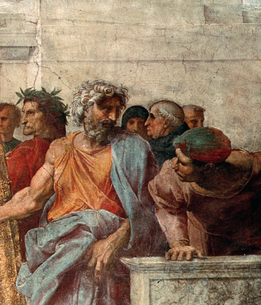Disputa, Stanza della Segnatura, 1508-11 (yksityiskohta 168791) tekijältä Raffaello Sanzio Raphael
