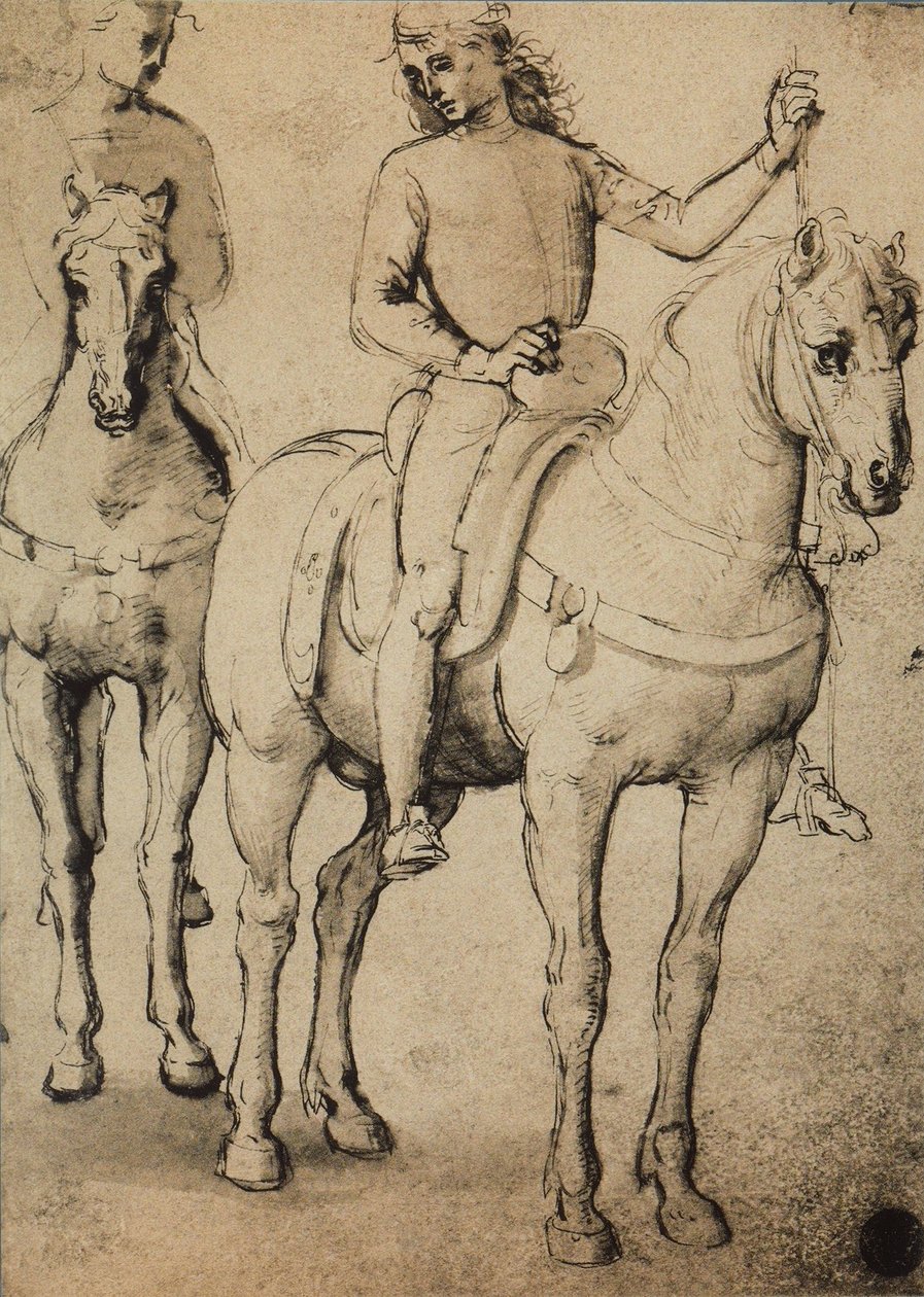 Miesten ratsain; piirustus Raphael. Gallerie dellAccademia, Venetsia tekijältä Raffaello Sanzio Raphael