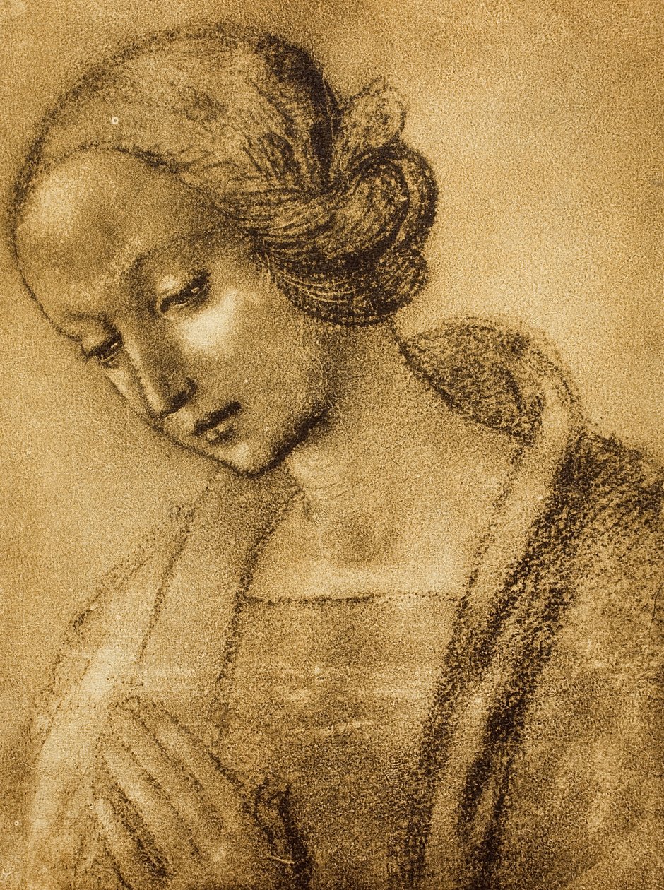 Neitsyt, piirustus Rafael. Piirustus- ja grafiikkakaappi, Uffizi-galleria, Firenze tekijältä Raffaello Sanzio Raphael