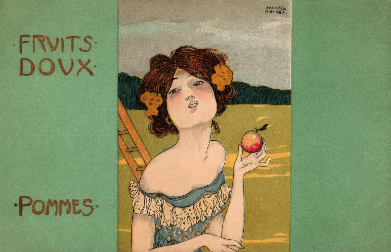 Omenan poiminta, noin 1900 (kuva). tekijältä Raphael Kirchner