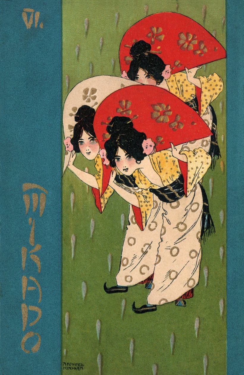 Geishoja, noin 1900 (kuvitus). tekijältä Raphael Kirchner