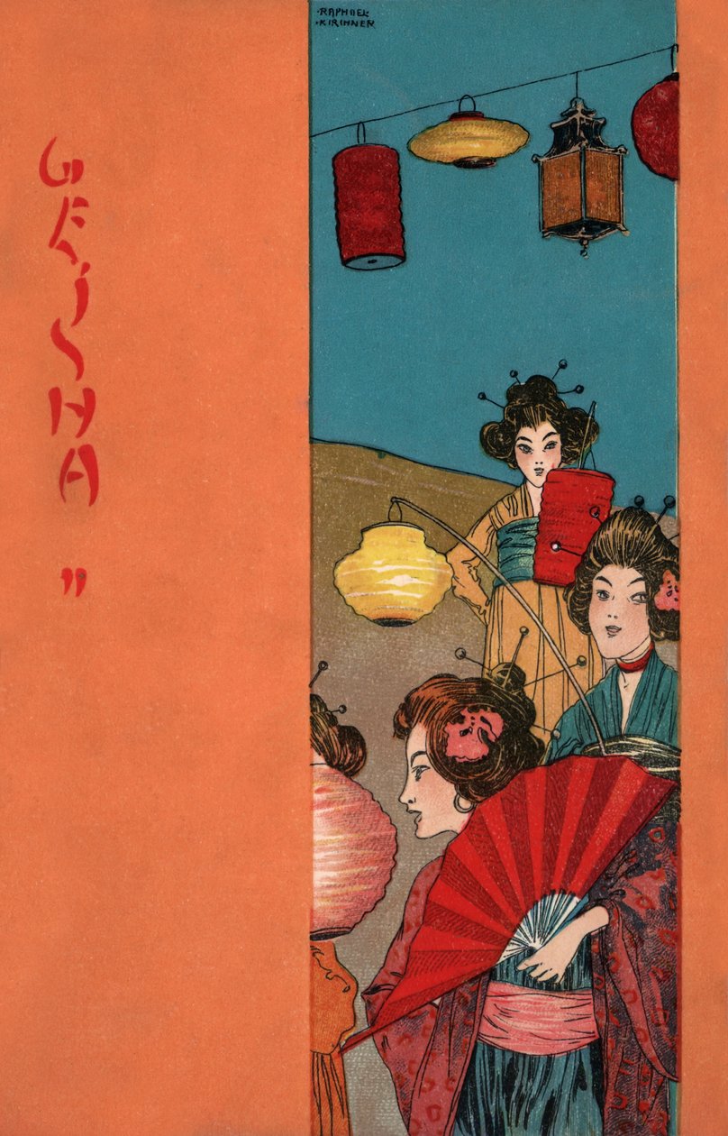 Geishoja, noin 1900 (kuvitus). tekijältä Raphael Kirchner