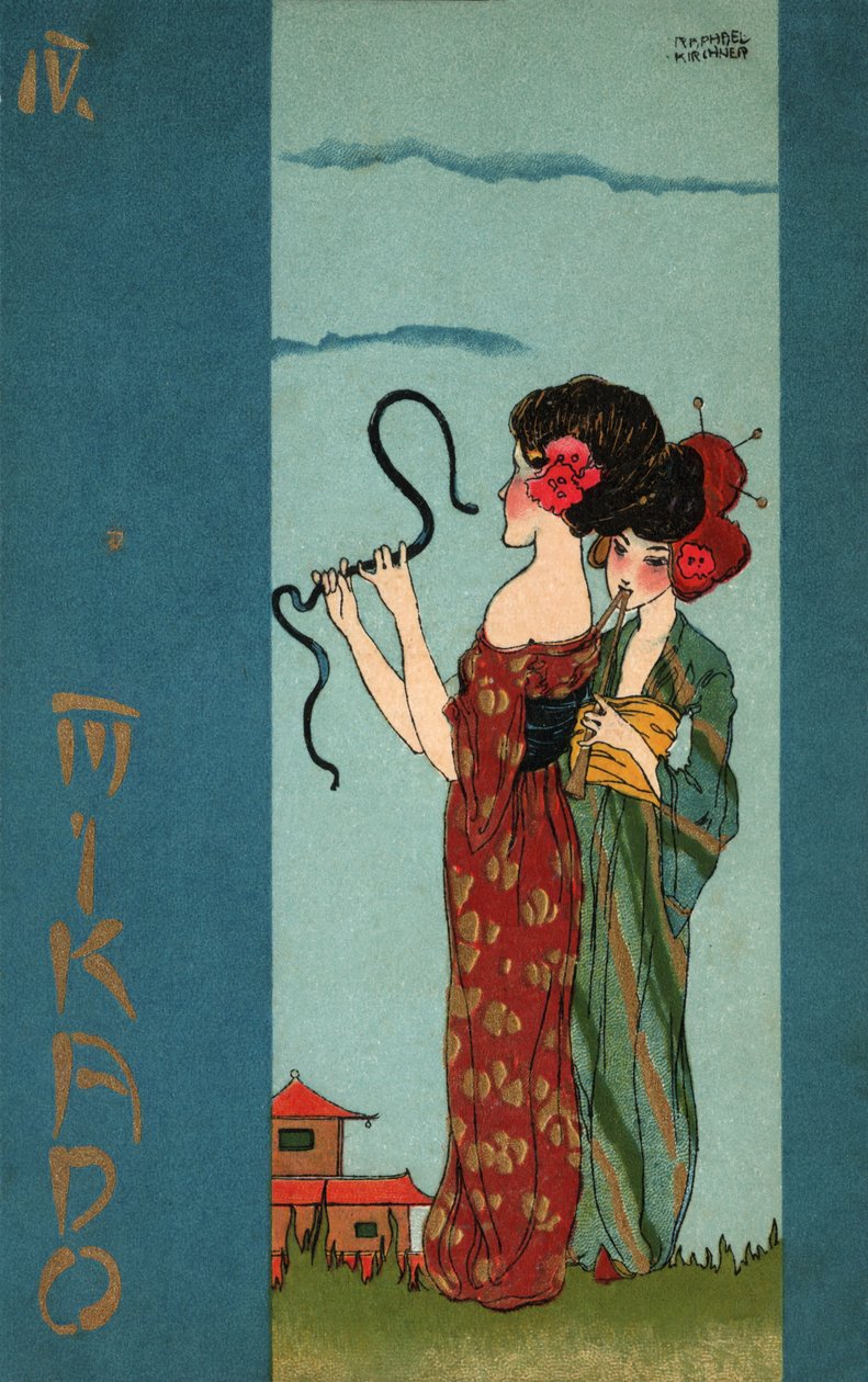 Geishoja, noin 1900 (kuvitus). tekijältä Raphael Kirchner