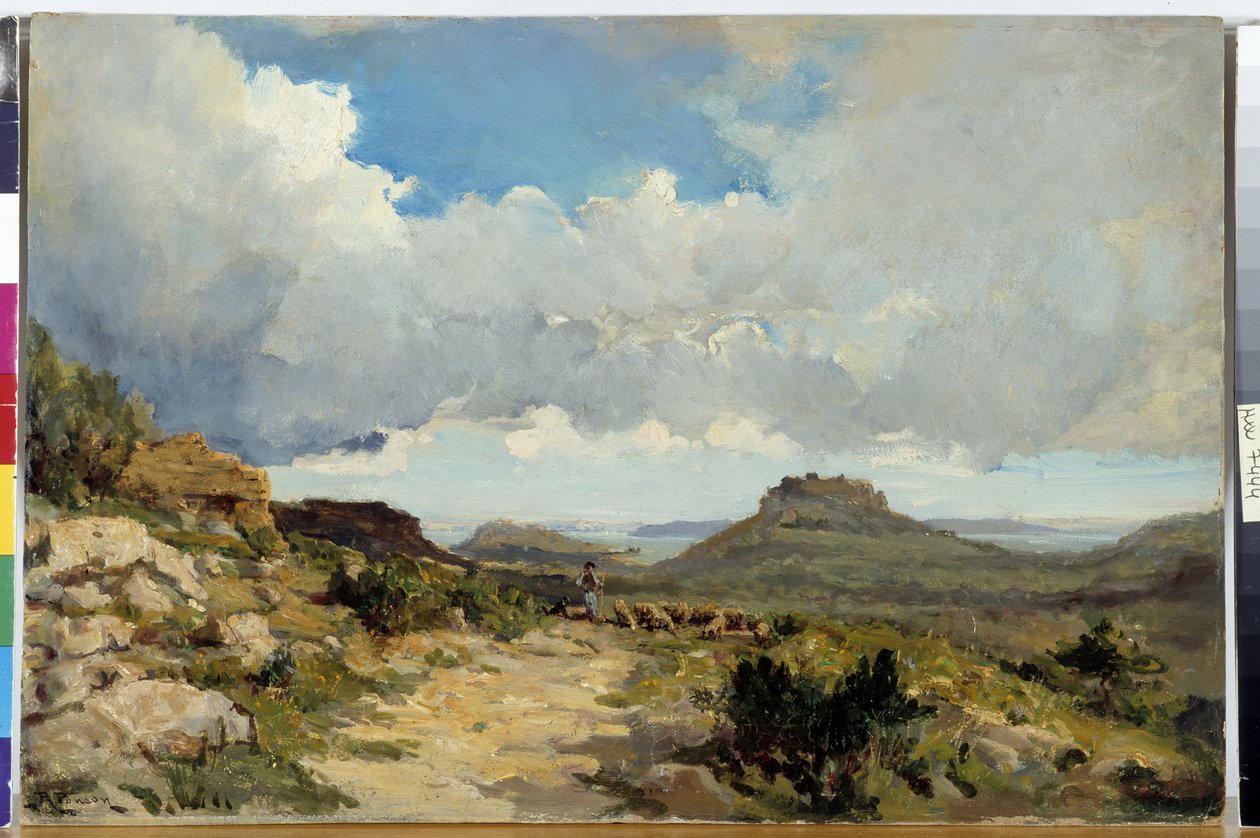 Berger a Miramas le Vieux, Etang de Berre in the Bouches of the Rhone Pintura de Raphael Luc Ponson (1835-1904) Menció obligatòria: Col·lecció fundació respecte de Provence, Marseillefinnish tekijältä Raphael Luc Ponson
