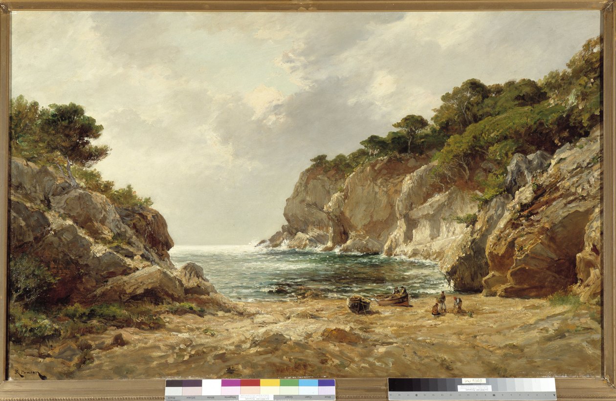 Oustau Dioun lahti Porquerollesissa Raphael Luc Ponsonin maalaus (1835-1904) Pakollinen maininta: Kokoelman perustan terveisiä Provencesta, Marseillesta tekijältä Raphael Luc Ponson