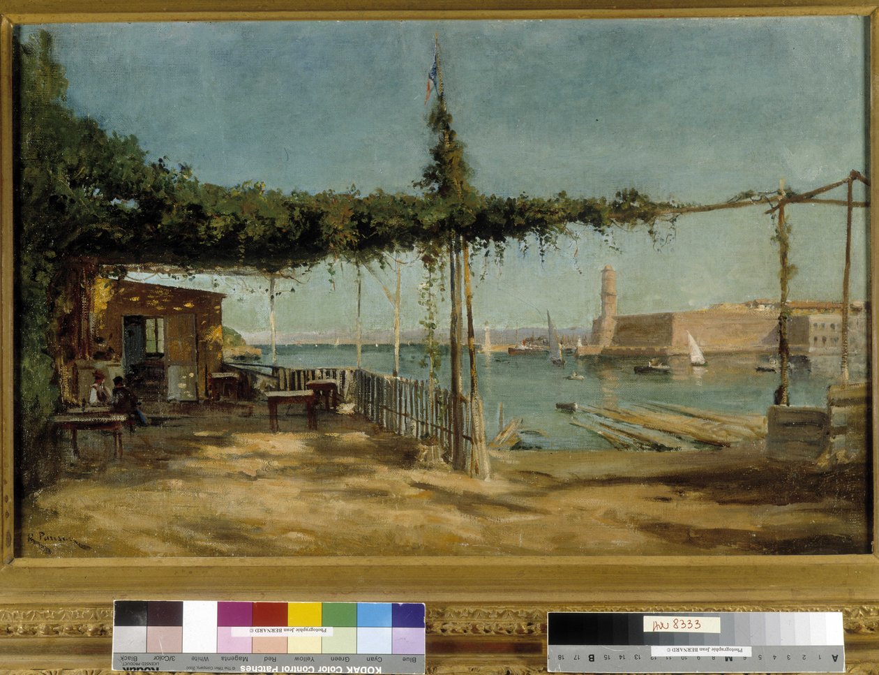 Sataman sisäänkäynti Marseillen Cove du Pharosta nähtynä (öljy kankaalle) tekijältä Raphael Luc Ponson