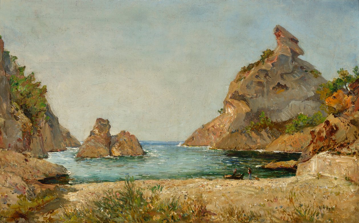 Näkymä Figuerollesin lahdelle, La Ciotat, Rhônen suut Raphael Luc Ponsonin (1835-1904) maalaus Mitat 38x60 cm Musee Ciotaden La Ciotat tekijältä Raphael Luc Ponson