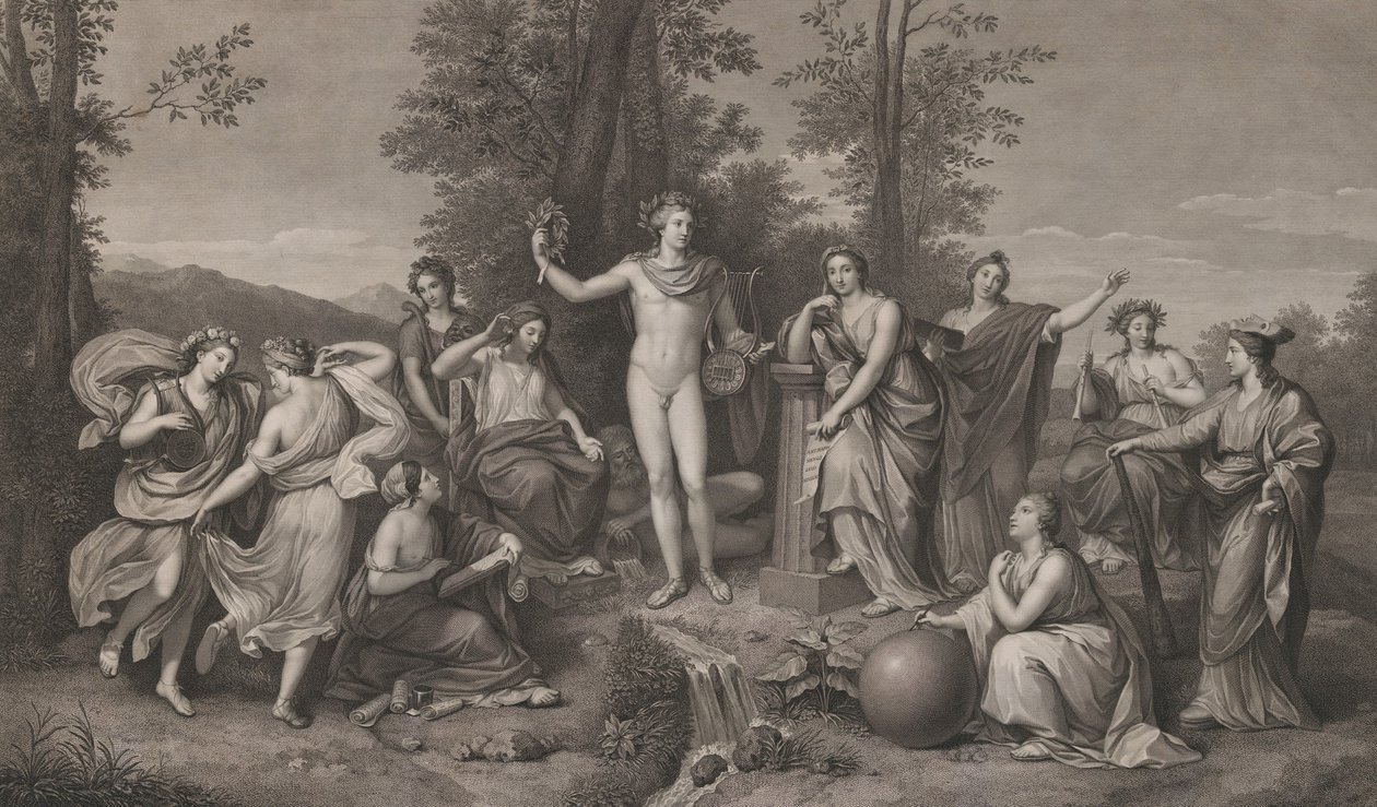 Apollo ja muusat Parnassuksella, 1784, 1784. tekijältä Raphael Morghen