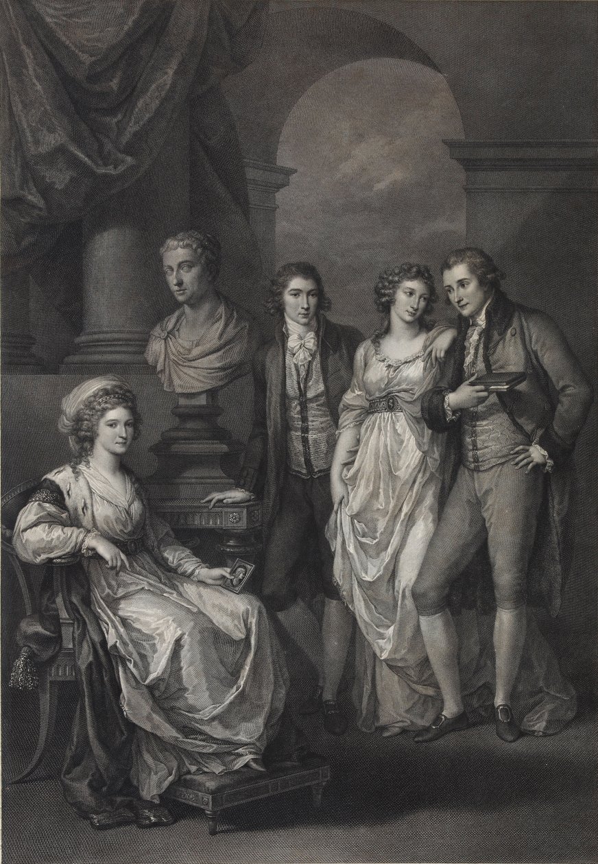 Perhekuva Katariina Petrovna Barjatinskajasta 1750-1811, s. Holstein-Beckin prinsessa, 1793 tekijältä Raphael Morghen