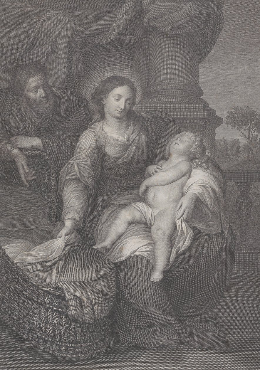 Pyhä perhe, jossa Kristus-lapsi nukkuu Neitsyt sylissä, 1786 tekijältä Raphael Morghen