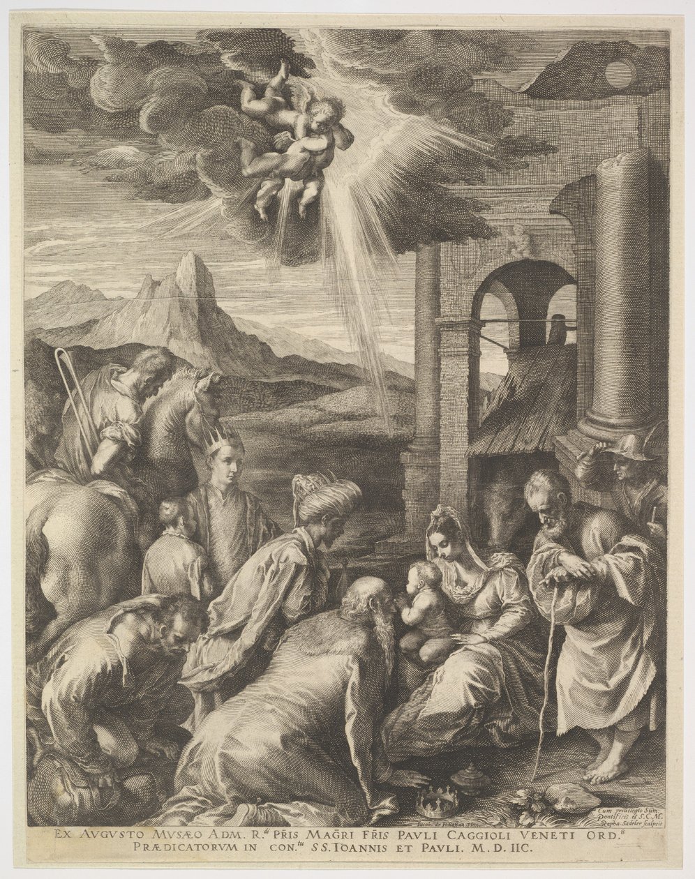 Maagien palvonta, 1598. tekijältä Raphael Sadeler