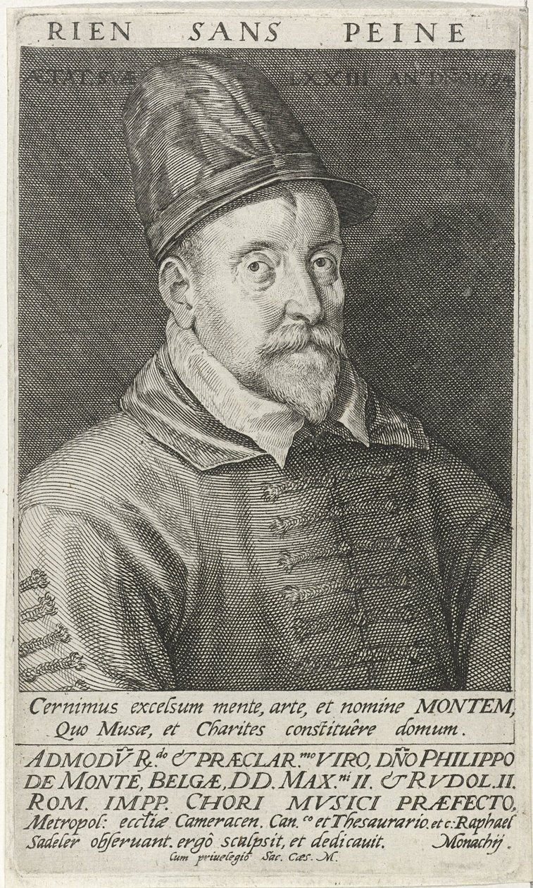 Muotokuva säveltäjä Philippe de Montesta 1521-1603, 1594 tekijältä Raphael Sadeler the Elder