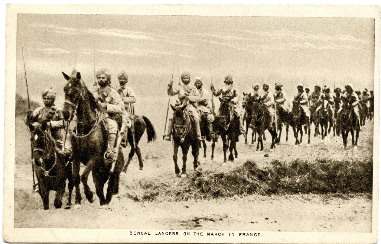 Bengal Lancers marssilla Ranskassa 1914-15 (seepiakuva). tekijältä Raphael Tuck and Sons
