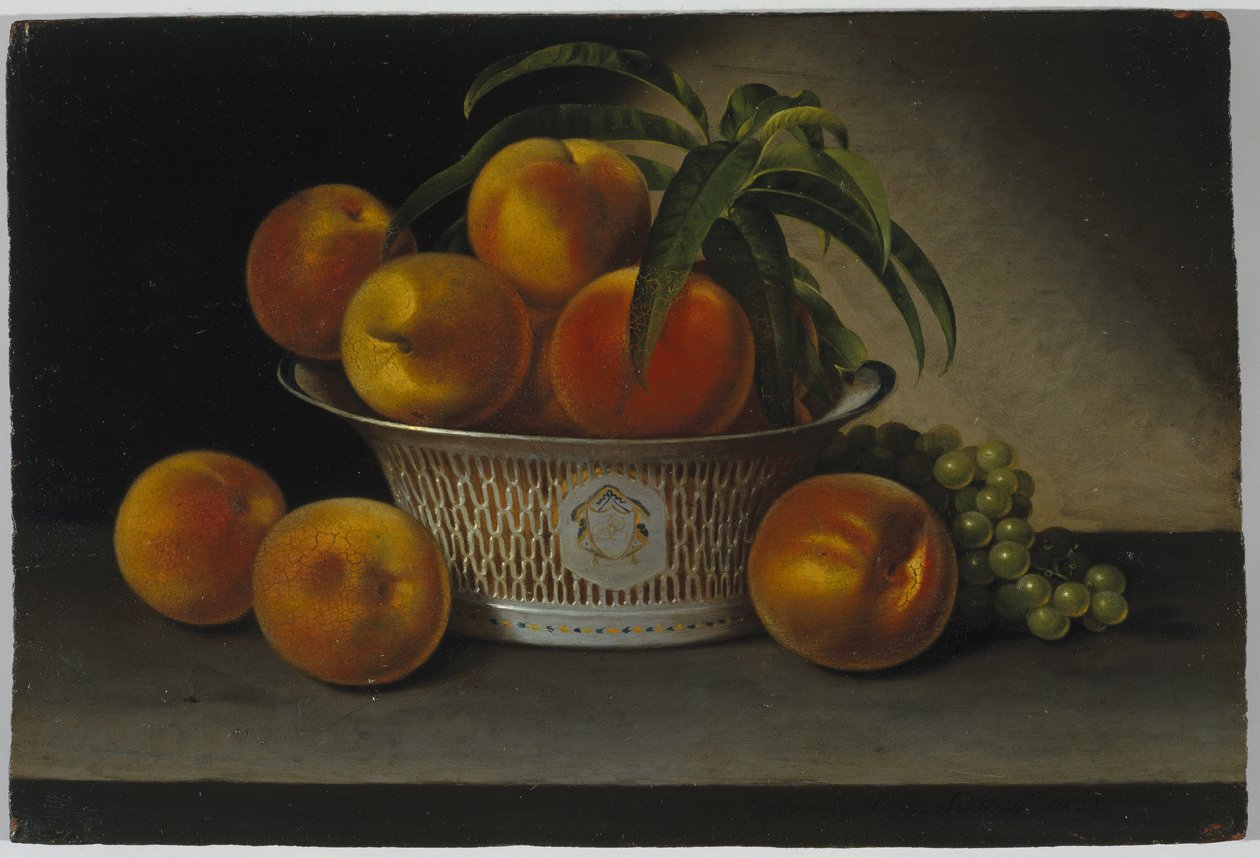 Asetelma persikoiden kanssa, 1821 tekijältä Raphaelle Peale