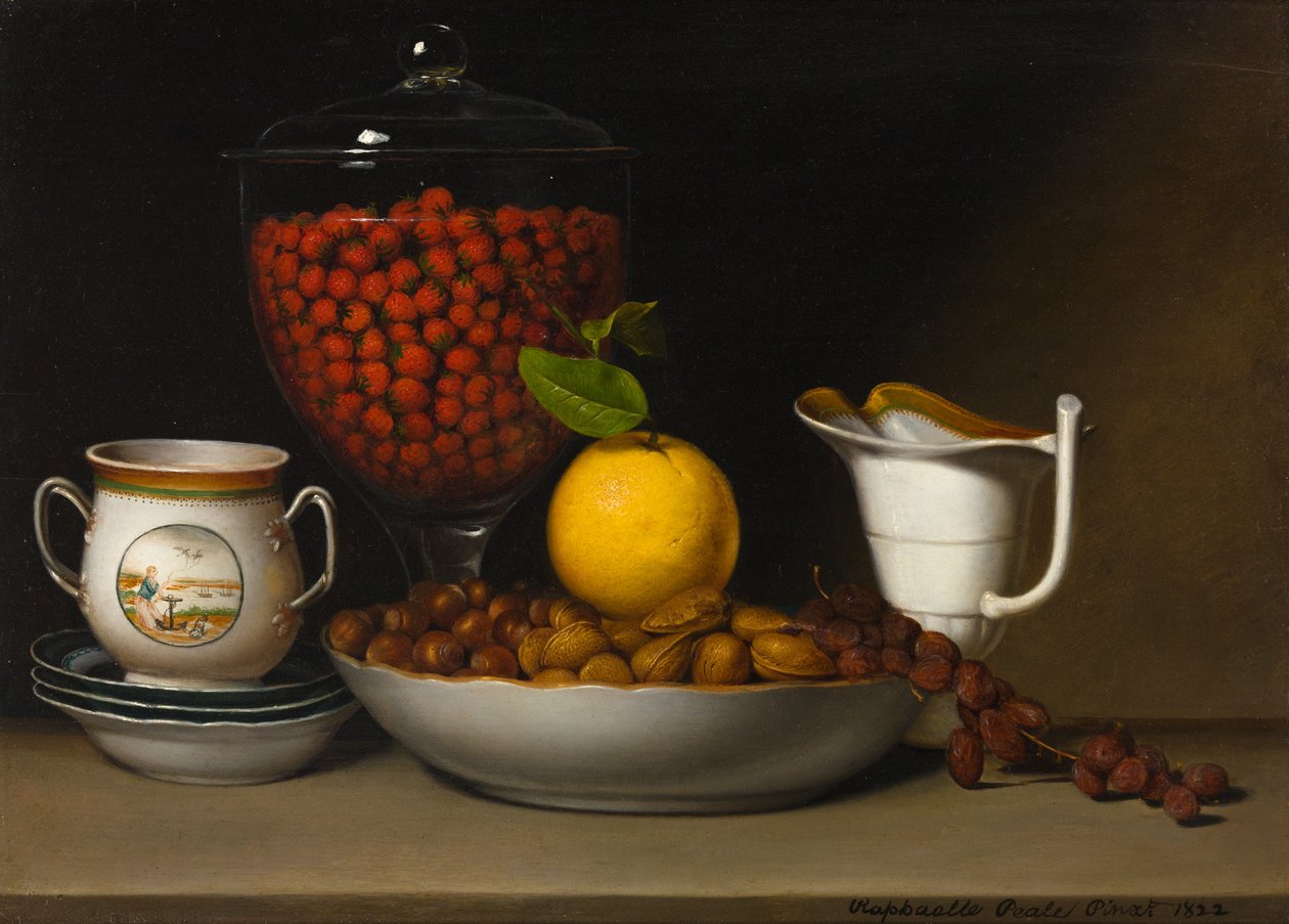 Still Life-Mansikat, pähkinät jne. tekijältä Raphaelle Peale