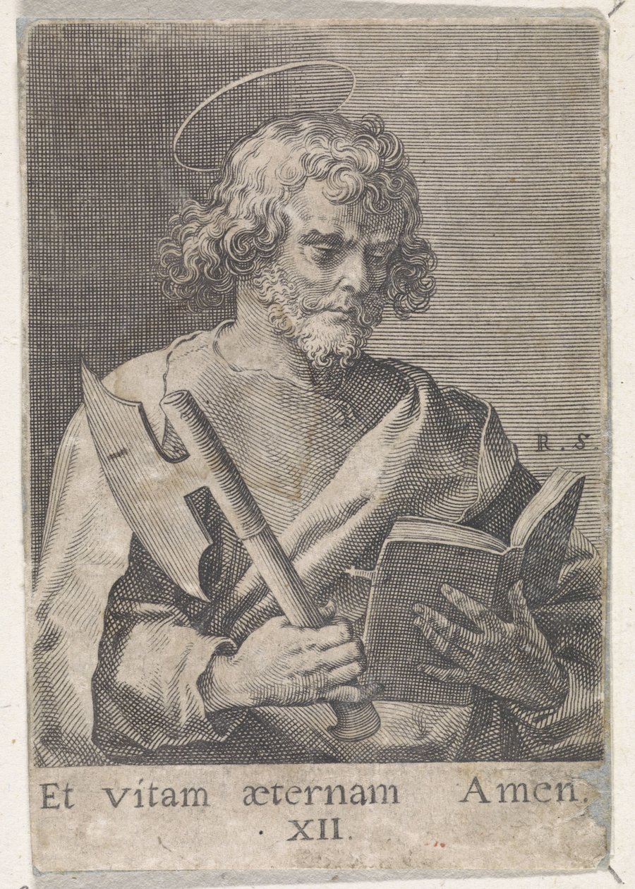 Apostoli Mattias Kristus, Maria ja kaksitoista apostolia (sarjan nimi) tekijältä Raphaël Sadeler (I)