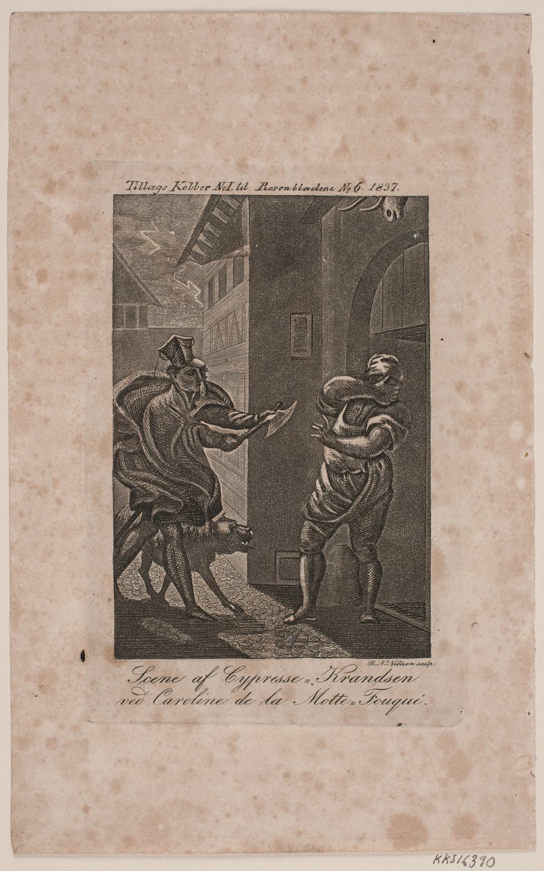 Cypresse-Knudsenin kohtaus. Lisäkupari Rosenbladenelle No. 6, 1837 tekijältä Rasmus Nicolai Nielsen