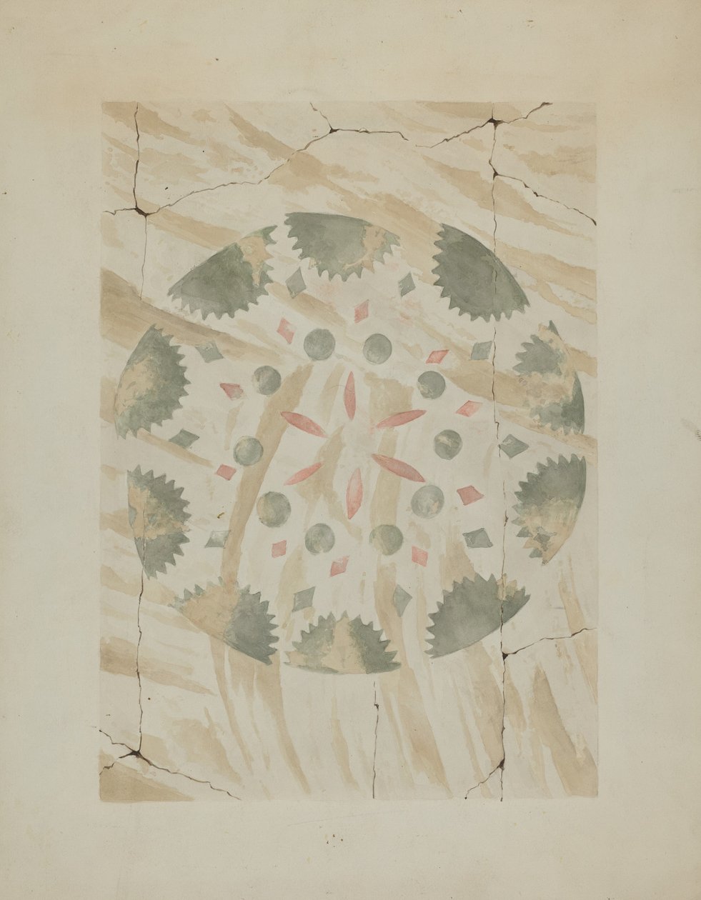 Yksityiskohta leimatusta seinästä, n. 1937. tekijältä Ray Holden