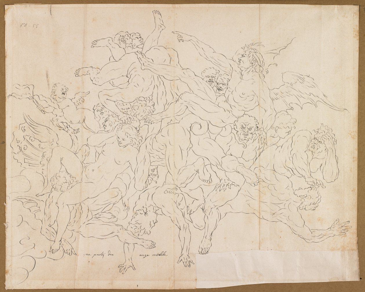 Yksityiskohta Fall of the Rebel Angels -kynästä ja mustasta musteesta paperille tekijältä Raymond Lafage