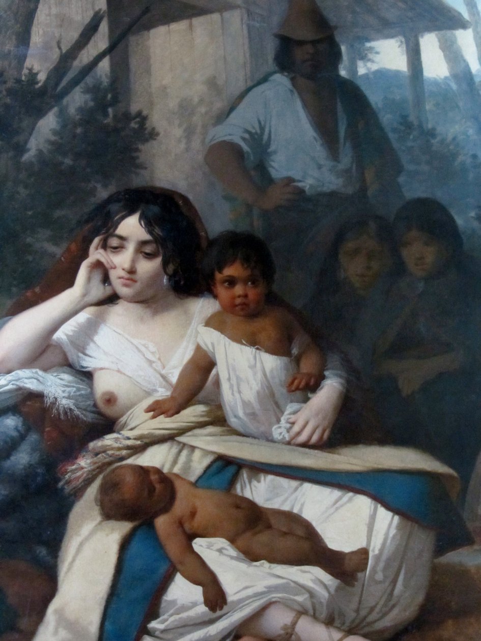 Elisa Bravo Jaramillo de Bañados, mujer del cacique tai Elisa Bravo en cautiverio (yksityiskohta) tekijältä Raymond Auguste Quinsac Monvoisin