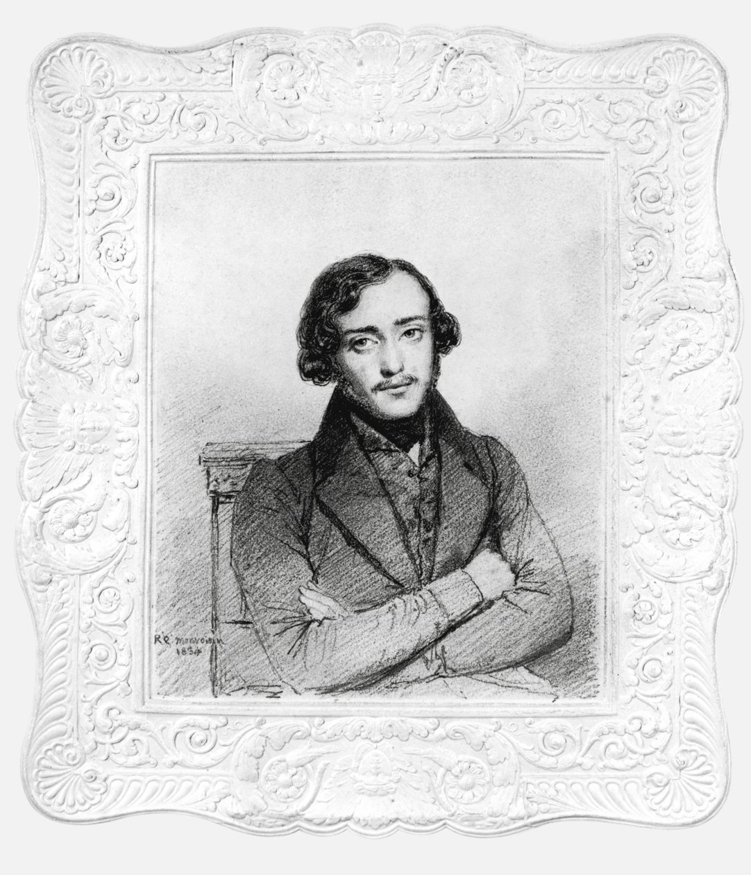 Eugene Emmanuel Viollet-le-Ducin (1814-79) muotokuva 20, 1834 (hiili ja kynä paperille) tekijältä Raymond Quinsac Monvoisin