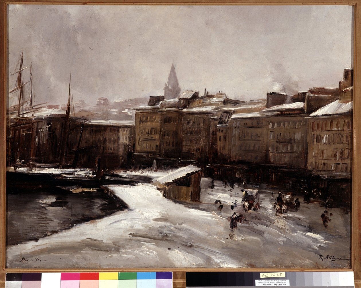 Quai du port, Marseille, lumen alla Raymond Allegren (1857-1933) maalaus Mitat 56x74 cm. Pakollinen maininta: Regards de Provence Marseille Foundation -kokoelma tekijältä Raymond Allegre