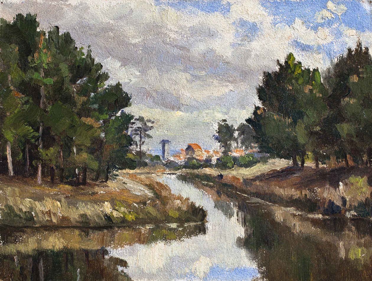 Maisema (öljy kartongille) tekijältä Raymond Bonnefon