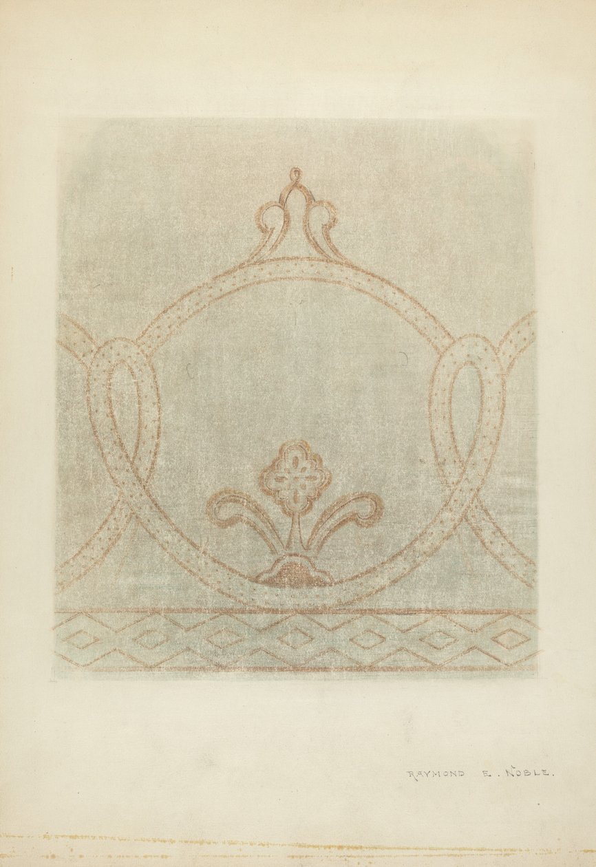 Seinämaalauksen restaurointipiirustus, c. 1940. tekijältä Raymond E. Noble