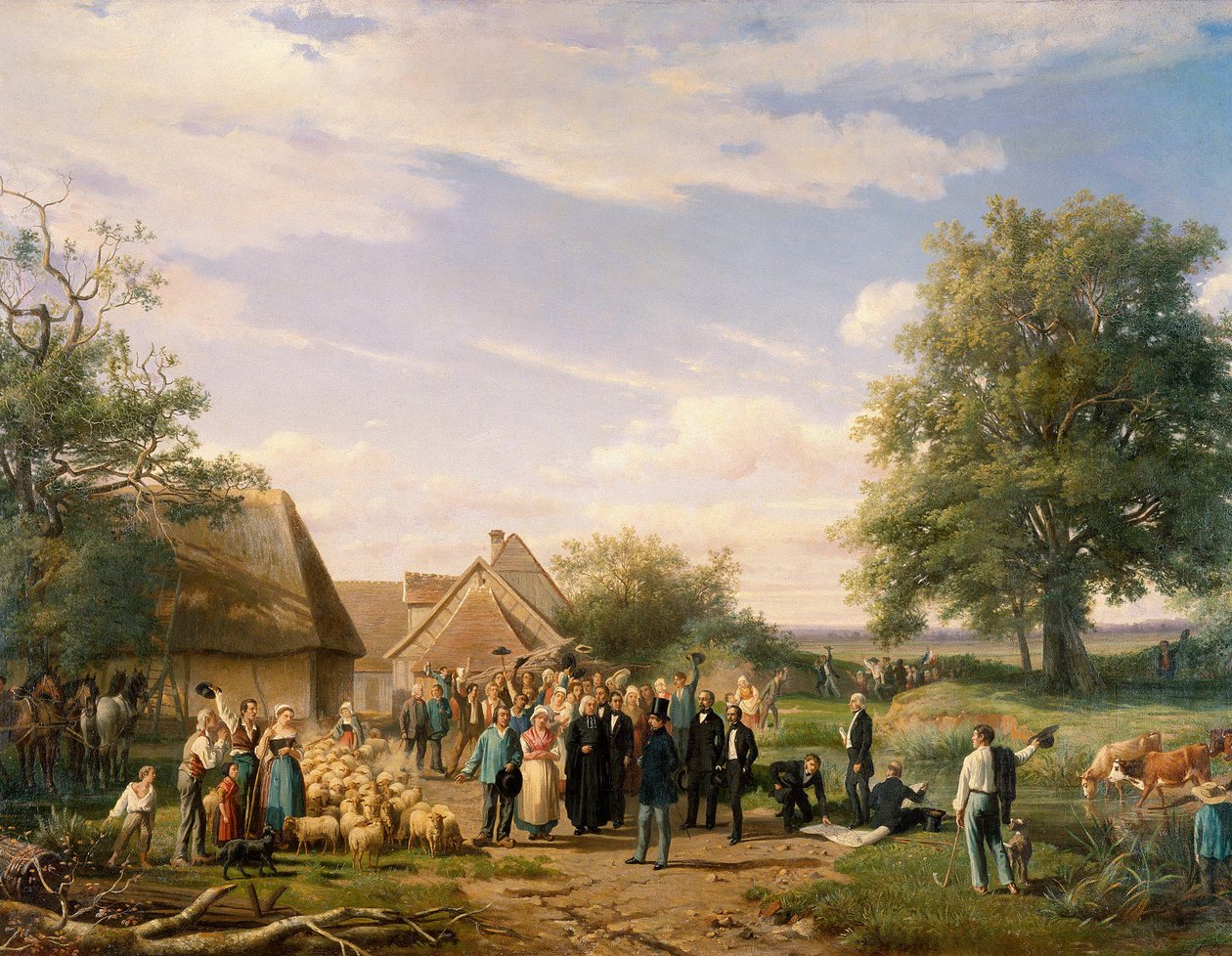 Napoleon III vierailemassa Coudrayn tilalla Solognessa Raymond Esbratin (1809-1856) maalaus 1800-luvun Orleansissa. Kuvataidemuseo tekijältä Raymond Esbrat